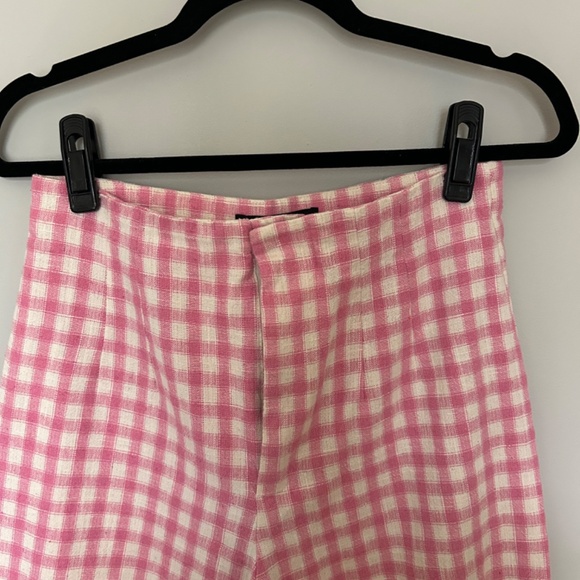 Pink Gingham Wide Leg Trousers - Picture 2 of 5